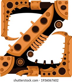 Vector letter Z in steampunk style. An illustration on the subject of the alphabet.