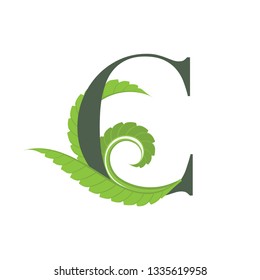 Vector letterC logo with green leaves