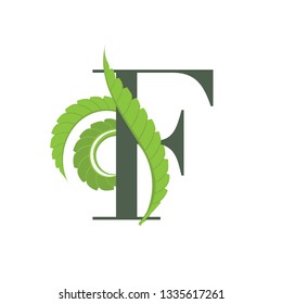 Vector letterF logo with green leaves