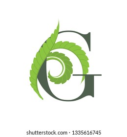 Vector letterG logo with green leaves