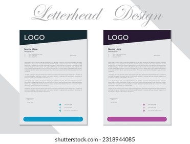 Vector letterhead design for business, vector marketing business letterhead, gradient real estate letterhead, modern identity  company invoice and a4