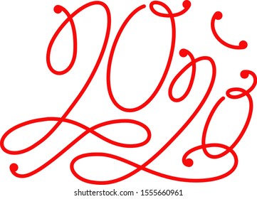 Vector lettering 2020. Happy New Year Greetings. Two thousand and twentieth year.