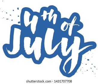 Vector lettering  for 4th of July with splashes on white background