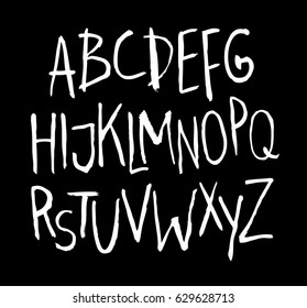 Vector lettering alphabet. Hand made hipster ink font. Trendy Letters written with a brush