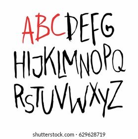 Vector lettering alphabet. Hand made hipster ink font. Trendy Letters written with a brush