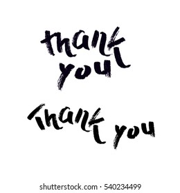 Vector lettering art. Lettering element for graphic design. Ink illustration. Inspirational lettering Thank You. Hand drawn modern brush calligraphy, isolated on white background.