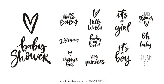 Vector Lettering for Baby Shower card.