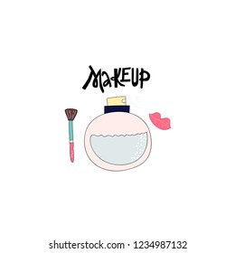 Vector lettering banner design. Concept for beauty salon, cosmetics label, cosmetology procedures, visage and makeup.