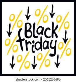 Vektorschrift Black Friday. Handgezeichnetes Poster, Titel oder Design-Element im Dodle-Stil zum Thema Einkaufen, Rabatte und Verkauf