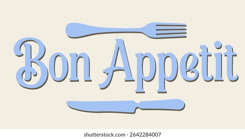vector lettering of 'Bon Appétit'. Modern calligraphy style, isolated illustration for food-related design and decor.