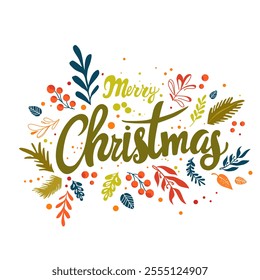 Letras de Vector para Navidades. Texto tipográfico en estilo plano. Plantilla de fuente aislada para el diseño