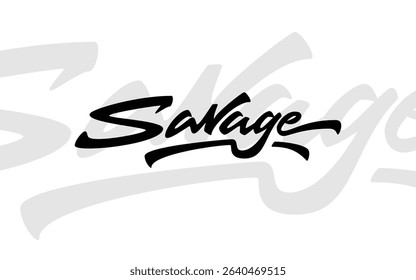 “Savage” vector lettering in clean brush style with dynamic underline swoosh. Modern, bold, and ready for streetwear branding, apparel, or sticker design. EPS format included