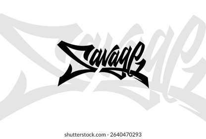 “Savage” vector lettering in clean brush style with dynamic underline swoosh. Modern, bold, and ready for streetwear branding, apparel, or sticker design. EPS format included