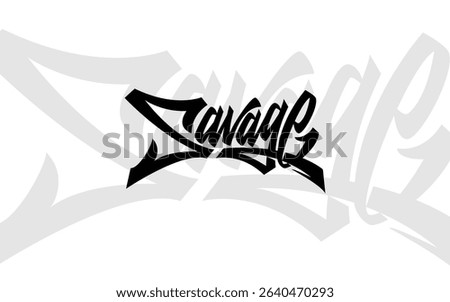 “Savage” vector lettering in clean brush style with dynamic underline swoosh. Modern, bold, and ready for streetwear branding, apparel, or sticker design. EPS format included