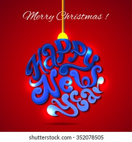 Vector lettering collection. Great design element for congratulation cards, banners and flyers. Happy Holiday quote in a christmas balls. Christmas lettering in a Christmas balls