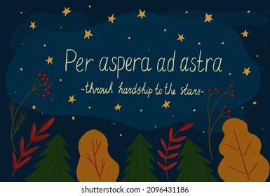 Per Aspera Ad Astra Inspiring Classical Latin Quote Saying Maglietta 