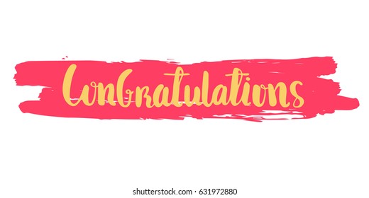 Vector lettering "Congratulations" on a brush stroke background.