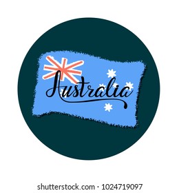 Vector lettering country name illustration with flag for website or tourist brochure. Country name Australia. EPS 10.