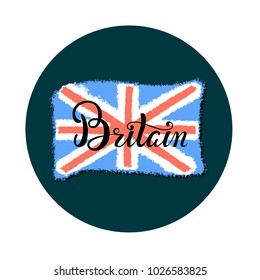 Vector lettering country name illustration with flag for website or tourist brochure. Country name Britain. EPS 10.
