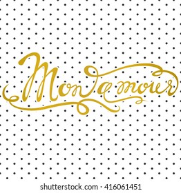 Vector lettering design card. Template with love phrase. Elegance swirl calligraphy with background.. Typography art. Hand drawn text. 