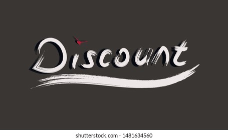 Vector lettering design of discount template for shopping,web, sales stickers,banners,tablets. Advertising element.