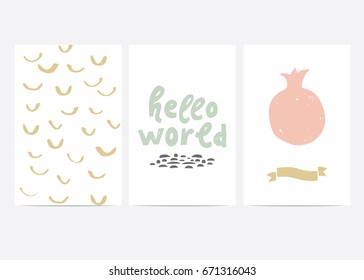 Vector lettering with flower and branches. Cute postcard with beauty illustration for prints, posters, web, phone case, scrapbook. Hello august