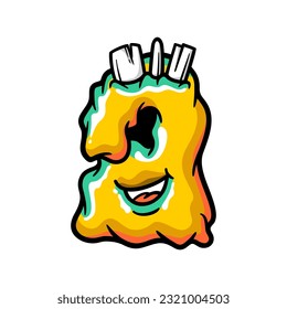 Vector lettering font a with zombie style