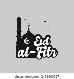 Vector lettering greeting of eid al fitr illustration