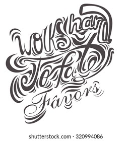 Vector lettering. Grey letters written on a white background. EPS