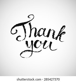 Vector lettering. Hand drawn grungy ink phrase. Thank you in rough black letters. 