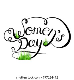 Vector lettering hand drawn on a white background. International Women s Day on March 8