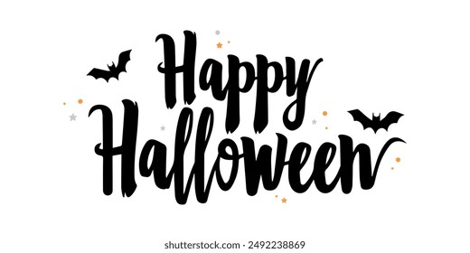 Vector lettering. "Happy halloween" text banner design. Halloween party decor