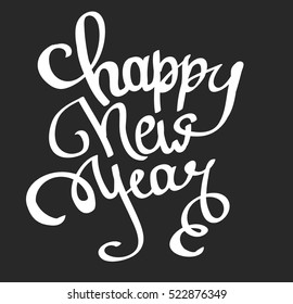 Vector lettering Happy New Year isolated on black background