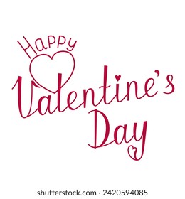 Grabación de vectores Feliz Día de San Valentín. Diseño caligráfico colorido para tarjetas de impresión, carteles, afiches. Tarjeta de saludo Feliz Día de San Valentín 14 de febrero. 