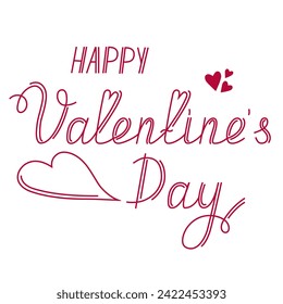 Vector lettering Happy Valentine's Day. Colorful calligraphic design for printing cards, banners, posters. Greeting card Happy Valentine's Day February 14th. 