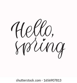 Vector lettering "Hello, spring". Suitable for decorating seasonal promotions, for design, for decorating illustrations and more.