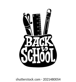 Vector lettering illustration of Back to school. September 1, the day of knowledge. Template for postcard, invitation, poster, banner template.