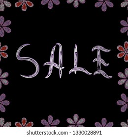 Vector. Lettering. Illustration in black, neutral and white colors. Seamless pattern. Autumn sale banner design, special offer for online shopping.