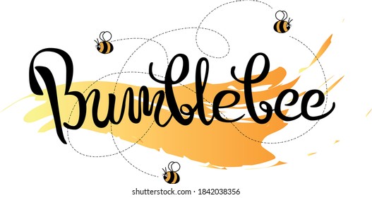 Vector Lettering Illustration: Bumblebee on yellow
