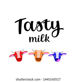 
Vector lettering illustration with color cows. Can be used for logo, poster, advertising.