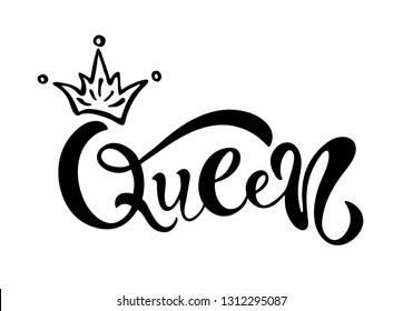 Vector lettering illustration with crown. Baby girl shower card. Newborn baby girl background. Little Queen poster design. Lucky for logo, label,tag, print.