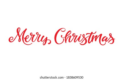 Vector lettering illustration of "Merry Christmas". Merry Christmas calligraphy on a white background. Lettering celebration logo. Typography which is connected with winter holidays.