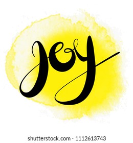 Vector lettering joy  yellow background watecolor