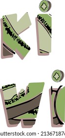 Vector lettering with kiwi fruit design. Suitable for packaging, print and logo design. Isolated on white background