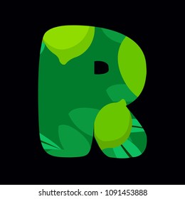 Vector lettering lime r round fat bold lettering letter r with lime