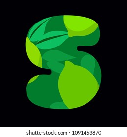 Vector lettering lime s round fat bold lettering letter s with lime