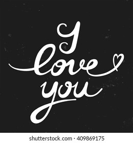 Vector Lettering - I love you.  Isolated element for invitation card, postcard, poster. Vector illustration. 