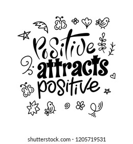 Vector lettering. Meditatin motivation quote. Hand drawn calligraphic design with doodles elements.