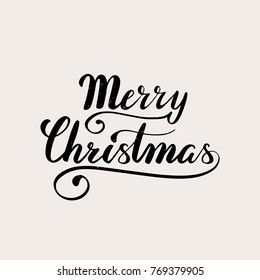 Vector lettering Merry Christmas. Merry Christmas hand drawn lettering for poster, gift tag and card. Merry Christmas illustration with elements for greeting card, typography design postcard.