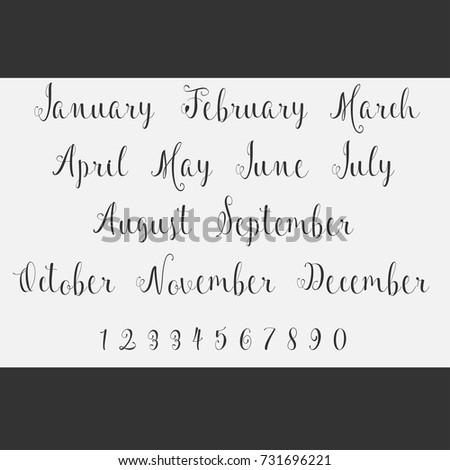 Vector Lettering Months Names Set Cute Stock Vector (Royalty Free ...